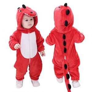 Doladola Combinaison de flanelle pour neutres b&eacute;b&eacute; enfant animaux combinaison pyjama d&eacute;guisement halloween(2-3 ans,red dinosaure) (Doladola-FR, neuf)