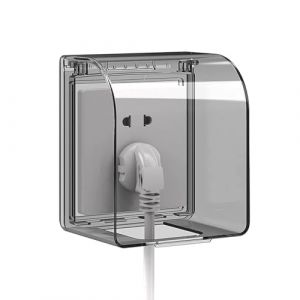 Sxutop 1 Pièces Type 86 Cache Prise Plastiques Prise Extérieur Cache Noir Translucide Cache Prise Etanche Murale Boîtier de Prise Étanche pour Salle de Bain et Cuisine Prise (10.5×11.5×7.5cm) (Shuangxuu, neuf)
