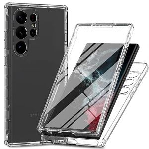 XINNI Coque pour Samsung Galaxy S23 Ultra 5G Antichoc Housse avec Prot&egrave;ge &eacute;cran, 360 Degr&eacute;s Full Body Etui Solide Double Face Bumper Portable Transparent Housse,Cristal (Fengqi UK, neuf)