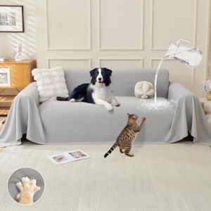 Royhom Protege Canape Impermeable, Protection Canape Chat Anti Griffe, Housse de Canap&eacute; 2 Place, Couvre Canap&eacute; d'angle, Sofa Cover Antid&eacute;rapante, Gris Clair, 260x180 cm (Royhom Europe, neuf)