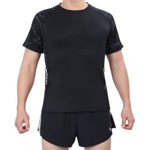 LY4U Homme UPF 50 Rash Guard Maillot de Bain à Manches Courtes, Séchage Rapide Surf Piscine Entraînement Plage Course à Pied Sports Haut (LY4U, neuf)