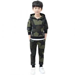 Amur Leopard Survêtement Garçon Costume Joggers de Camouflage Enfant Ensemble de Sport 2pcs Sweat à Capuche + Pantalons de Jogging, Vert, 150/10-11 Ans (GMIAO-EU, neuf)