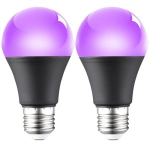 SKIKHN Ampoules LED UV 12W, 2 Pièces Ampoule Lumière Noire E27, Lumiere Noire Soiree Fluo, pour Halloween, Bar, Fête, Peinture Fluorescente, Peinture Corporelle (yi jian walo, neuf)
