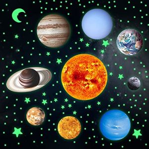 Yosemy Autocollants Lumineux 9 Planètes Étoiles Lumineuses Système Solaire Planètes Fluorescent Stickers Muraux Décoration de Plafond Autocollants pour Chambres d'enfants, Petie (esy4pets, neuf)