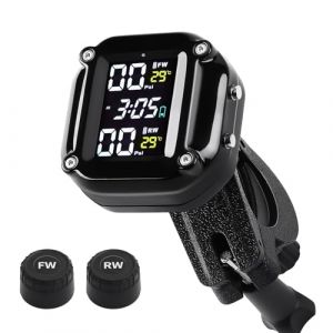 KAOLALI Motorcycle TPMS Système de Surveillance de la Pression des pneus sans Fil pour Moto chargeable par et USB Moto TPMS avec 2 capteurs externes Affichage LCD numérique TPMS pour Moto à Deux Roues (GELPARTS, neuf)