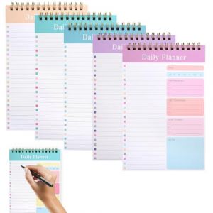 A5 To Do List, 5 Paquets Planificateur Journalier Non Daté, 150 Feuilles A5 Paper Daily Planner avec Liste TO-DO, Carnet à Spirale Agendas Hebdomadaires Carnet de Notes pour Bureau et Ecole (Huanpg, neuf)