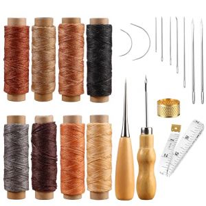 21pcs Cuir Fil Ciré 8 Couleur 264 Verges 150D en Cuir À Coudre Fil Ciré Cordon Outil Cuir Aiguilles à Coudre pour DIY Couture Artisanat (Waxed Thread+Tools) (CHOUXIAOYA, neuf)