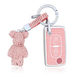 OFF WE GO Coque Cl&eacute; Etui Cles pour Citro&euml;n C2 C3 C4 C5 C6 C8 Peugeot 107 206 207 307 307S 308 408 508 407 607 807 &Eacute;tui Cl&eacute;s Boitier Cl&eacute; Voiture Protecteur Cl&eacute; Voiture avec Porte-cl&eacute;s, Rose (OFF WE GO, neuf)