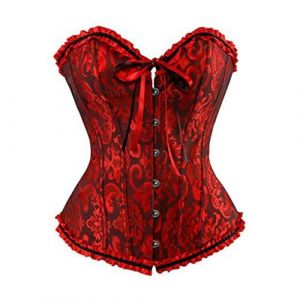 Deguisement Femme Corset Bustier Gothique en Dentelle Jacquard Brod&eacute; Corset Top Broderie Sexy Lingerie Costume d'Halloween pour Femme Mariage Bustier Push-Up Classique Ventre Plat Grande Taille (HUAOPYU, neuf)