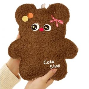 Bouillotte Ours, Bouillotte Douce, Bouillotte Enfant, Petite Bouillotte, Bouillotte Chauffante, Bouillotte d'Hiver, Bouillotte &agrave; Remplir, Cadeau pour Famille et Amis (Ours, 350 ml) (VicFENG001, neuf)