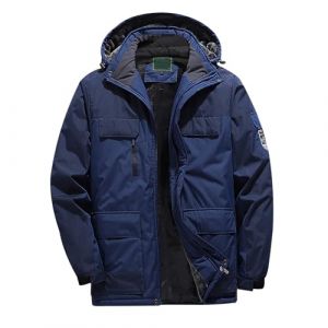 Generisch Manteau d'hiver pour homme grande taille, veste de ski, veste en laine chaude, combinaison de randonn&eacute;e en plein air, L 4XL doudoune pour homme, bleu fonc&eacute;, 4XL (⭐⭐⭐⭐⭐Five star⭐⭐⭐⭐⭐, neuf)