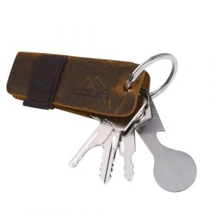 flintronic® Porte-clés en Cuir Véritable | Porte-clés Homme | Organiseur de clés avec jeton pour Chariot, Boîte-Cadeau stylée, pour jusqu'à 6 clés (flintronic, neuf)