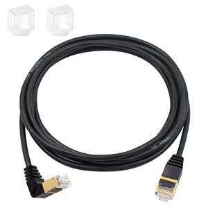 Duttek C&acirc;ble Ethernet Cat8, 40Gbps 2000Mhz, Rallonge RJ45 &agrave; Down Angle avec Connecteurs RJ45 plaqu&eacute;s Or, Compatible avec Ordinateur Portable, Switch, Bureau, 2M (duttek, neuf)