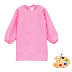 Tablier de peinture pour enfants - Blouse de peinture pour enfants de 8 &agrave; 10 ans - Tablier d'&eacute;cole pour filles - Imperm&eacute;able - Avec manches - Pour travaux manuels, peinture, p&acirc;tisserie, Rose, taille (xiaosuiqiangDE, neuf)