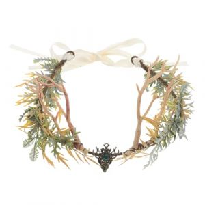 OUNONA Diad&egrave;me en bois de cerf, accessoire de costume f&eacute;erique pour femme, couronne m&eacute;di&eacute;vale en bois de cerf, accessoire de cosplay Renaissance, diad&egrave;me elfique, coiffe photo pour f&ecirc;te (Gustell, neuf)