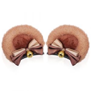 Veemoon Paire de Pinces &agrave; Cheveux Oreilles D'ours Camel N&oelig;ud, Accessoires pour Cheveux de Fille, Clip Cosplay pour Festivals et Halloween, D&eacute;coration Costume, Accessoire Coiffure Femme (ZZYiX, neuf)