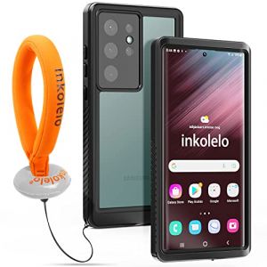 inkolelo Coque Etanche pour Samsung Galaxy S23 Ultra Antichoc, 360 Degrés Anti-Rayures Militaire Rigide Intégrale Bumper étanche avec Dragonne Flottante, IP68 Imperméable Incassable 6,8" Noir&Orange (Inkolelo, neuf)