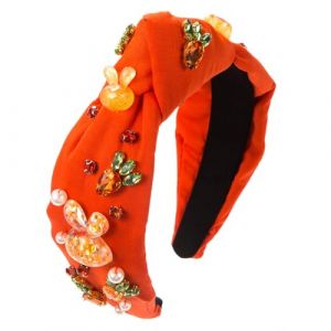 Watreketal Serre Tete,Bandeau noué pour femme avec strass et perles - Bandeau large avec tête de mort - Bandeau pour se laver le visage (Xuanlang Trading, neuf)