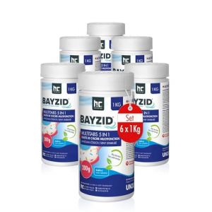 Höfer Chemie 6 x 1 kg BAYZID® Galets de Chlore pour Piscine (200g) - Chlore Multifonction 5 en 1 : Désinfection, pH Régulé, Anti-Algues, Anti-Calcaire, Floculant - Fabriqué en Europe (Höfer Chemie GmbH, neuf)