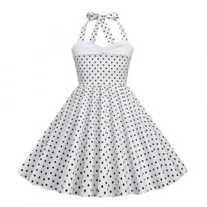 Robe Cérémonie Vintage Fille Enfant Robe Rockabilly Année 50/60 Retro à Pois Polka Dot Imprimé Floral Robe Pin Up de Soirée Fête Cocktail Noël Mariage sans Manches A-Ligne Dress Princesse 3-8 Ans (⭐⭐⭐⭐⭐AEGJEGVD(5-15 jours Arrivé), neuf)