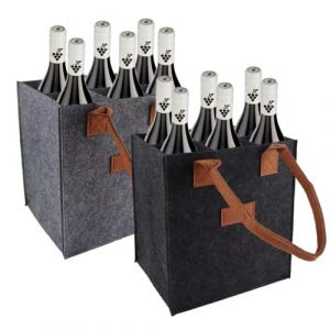 shallyong Lot de 2 Sac &agrave; Vin en Feutre, Sacs &agrave; Bouteilles en Feutre pour 6 Bouteilles, Sac de Transport R&eacute;utilisable avec S&eacute;parateurs & Poign&eacute;es, Sacs &agrave; Vin, Bi&egrave;re (FANGZHENQIN LIMITED, neuf)