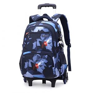 ANSIEDIO Cartable a Roulette Garcon Fille, Cartable à Roulettes Sac à Dos à Roulettes Bagages Enfants Sac de Voyage (Bleu Géométrique) (ANSIEDIO, neuf)