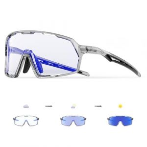 KAPVOE Lunette de Cyclisme Photochromique Homme Lunette V&eacute;lo Route TR90 Cadre Lunette VTT Femme Transparente Lunette Cycliste Protection UV400 Lunette de Soleil Sport Pour Running Course Conduite (kapvoe, neuf)