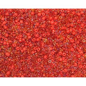 Lot de 3000 perles de rocaille en verre - Perles rondes - 2 mm, 3 mm, 4 mm - Tailles mixtes - M&eacute;lange de couleurs - Perles de graines (rouge) (Perlinshop, neuf)
