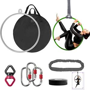 DASKING Lyra Hoop - Kit d'anneaux en Acier Inoxydable - 85 /90cm - Cercle à Point Unique pour débutants - Kit d'anneaux aériens avec Sac de Transport, équipement de Yoga aérien, Will 660 lbs (300 kg) (DASKLING, neuf)