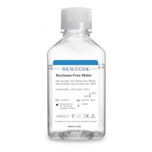 1 flacon de 500 ml d'eau ultra pure, eau de laboratoire st&eacute;rile, DNA, RNase, prot&eacute;ase, endotoxines (Pyrogen), certifi&eacute; PCR/RT-PCR, 500 ml/bouteille (1 pi&egrave;ce de 500 ml) (Biologix Europe GmbH, neuf)