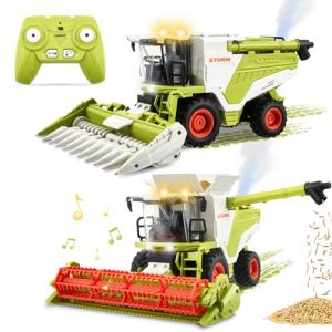Moissonneuse-batteuse télécommandée RC pour enfants, tracteur de ferme, moissonneuse-batteuse avec son lumineux et pulvérisation, jouet pour enfants de 4, 5, 6 ans (SNOW FRIEND LIMITED, neuf)