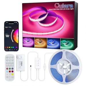OULARA RGB Bande LED COB 10M Kit,Multicolore Intensité Variable Ruban LED DC24V fonctionne avec Alexa/Google Assistant Couleur Changement Bande Lumineuse pour Fête,Armoire,Cuisine,Bar,DIY Décoration (AQILUO-FR, neuf)