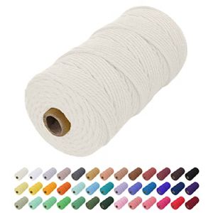 Uiopa Corde Macramé 2mm x 200m, Fil Macramé Coton Corde Coton Naturelle, Ficelle Cordon Macramé Cordelette 2mm pour Tenture Murale, Porte Plante Mural, Rideau, Décoration Bohème (Naturel) (XEYUAN, neuf)