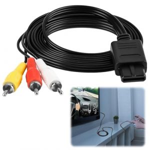 Câble AV RCA Audio Vidéo 1,8m pour Super Nintendo, Nintendo 64, GameCube Câble Compatible Nintendo 64 Console, SNES, GC GameCube AV, Audio Vidéo Câble D'alimentation Connexion TV Facile (Nazaz Direct, neuf)