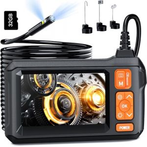 Camera Endoscopique, Cam&eacute;ra Endoscopique &agrave; Double Objectif avec Lumi&egrave;re, Endoscope Camera &Eacute;tanche IP67, HD 1080, avec &Eacute;cran LCD De 4,3 Pouces, C&acirc;ble De 11,5 Pieds, 32 Go TF Carte, Cam&eacute;ra Endoscopique (leersi-jet-U, neuf)