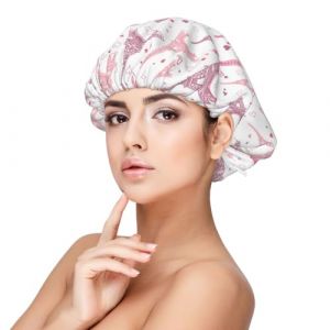 Bonnet en soie rose Tour Eiffel pour femmes et hommes &ndash; Bonnet r&eacute;glable en satin pour dormir, bonnet doux et confortable pour dormir (BinTu-EU, neuf)