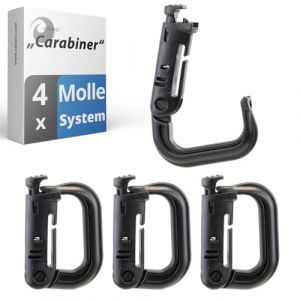 valonic Grimloc Mousqueton - 4 pi&egrave;ces - Noir avec Anneau en D pour Sangle de 2,5 cm, Molle, Sac &agrave; Dos Tactique et Sac, Attache pour &eacute;quipement/Accessoires (BSSW Europe GmbH, neuf)