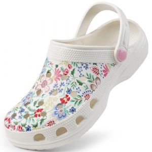 Harvest Land Mules et Sabots pour Enfants Unisexe Fille Garçon Sabots de Jardin Antidérapants Été Natation Jardin Sandales de Plage Fleur Blanche EU28 (Harvest Land-EU, neuf)