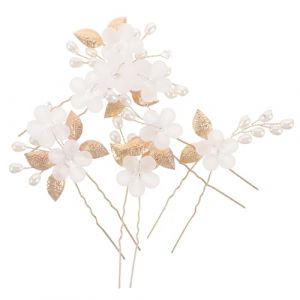 VILLCASE Lot de 5 &Eacute;pingles &agrave; Cheveux de Mariage en M&eacute;tal Dor&eacute; Accessoires de U Fleurs et Feuilles L&eacute;gers et Artisanaux pour Mari&eacute;e et Demoiselles d'Honneur Tenue &Eacute;l&eacute;gante et Maintien (Farrar Fae, neuf)