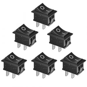 On/Off Interrupteur Bascule, 6 Pièces Interrupteur à Bascule, AC 6A/250V,10A /125V, Interrupteur à Bascule 2 Broches, Interrupteur à Bascule Mini AC, pour Voiture Auto Bateau appareils ménagers, Noir (Sweems, neuf)