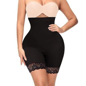 Culotte Gainante Femme Ventre Plat Invisible Short Gainant Taille Haute Gaine Amincissante Invisible Panty Gainant Anti Frottement Cuisse Minceur Shapewear Dentelle Shorts (Noir-Mesh,M) (YARRCO, neuf)