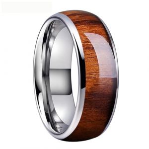 ZENSE - Bague homme lisse confortable en acier façon boisée ZR0178 (ZENSE Bijoux Officiel, neuf)