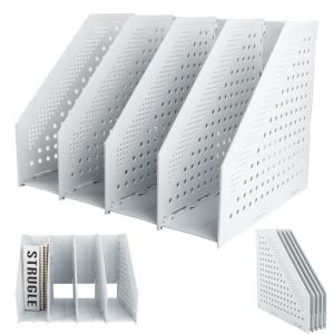 LOBVABA Porte-Revues Pliable A4，Classeur sur pied avec 4 compartiments，Porte Revue Bureau，Rangement Papier Vertical pour Bureau École Papeterie Document en Papier(1 Pièces) (STORE TISTIRNT, neuf)