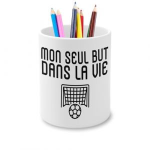 Fabulous Pot &agrave; Crayon en C&eacute;ramique - Mon seul But dans la Vie Sport Foot Ballon Buteur - 325 ml (FabulousBOUTIK, neuf)