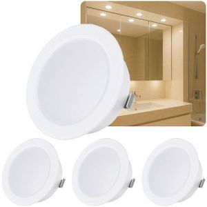 Sweet Led 4x Spot Encastrable Plat 12V IP44, Luminaire Encastr&eacute; 3,5W LED 3000K pour Meuble et Salle de Bain, Spot Ultra Plat Mini pour Pi&egrave;ce Humide, Projecteur Encastr&eacute; pour Meuble, Blanc Chaud, Blanc (Sweet -led, neuf)