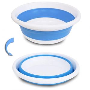 SIC - Bassine Pliable, Bassine Plastique (31cm, Bleu) Panier Linge Pliable, Petite Bassine, Bol Pliable, Utile dans la Salle de Bains, Cuisine, Jardin, Camping, en Caoutchouc thermostatique (ATMERCATO, neuf)