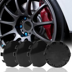 Cache Moyeu 56mm, 4 Pièces Capuchons de Jante 56mm OD 53mm ID, Cache Moyeu Dezent Cache Moyeu Jante, Cache-Moyeux Centre de Jante Capuchon DIY pour Tous Les Véhicules (Noir) (XJRMY, neuf)