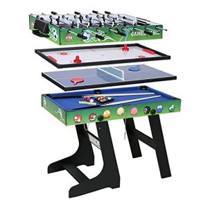 4 en 1 Table de Jeu pour Hockey, Billard, Babyfoot, Tennis de Table/Ping-Pong, Vert, 121,5 * 61 * 81,3CM (homelikesport, neuf)