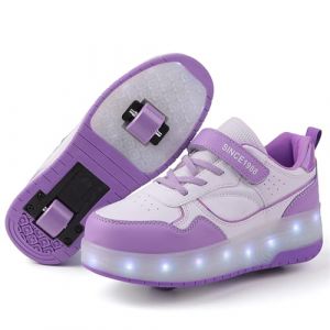 Chaussure a Roulette pour gar&ccedil;ons et Filles Basket Lumineuse Roller Retractable Cr&eacute;atif Basket Enfant Chaussure Roller Chaussure Roller pour Sports de Plein air,Violet,31EU (Ali-tone, neuf)