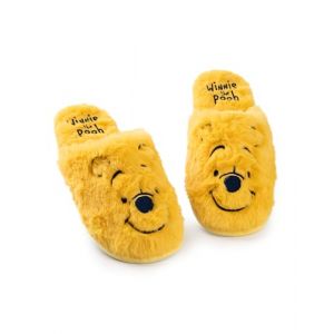 Disney l'ourson Pantoufles pour femmes | Mules d'int&eacute;rieur en fourrure Winnie the Pooh pour femme (Jaune) | Chaussures de maison &agrave; enfiler avec visage de personnage brod&eacute; pour adultes et adolescents (Vanilla Underground, neuf)